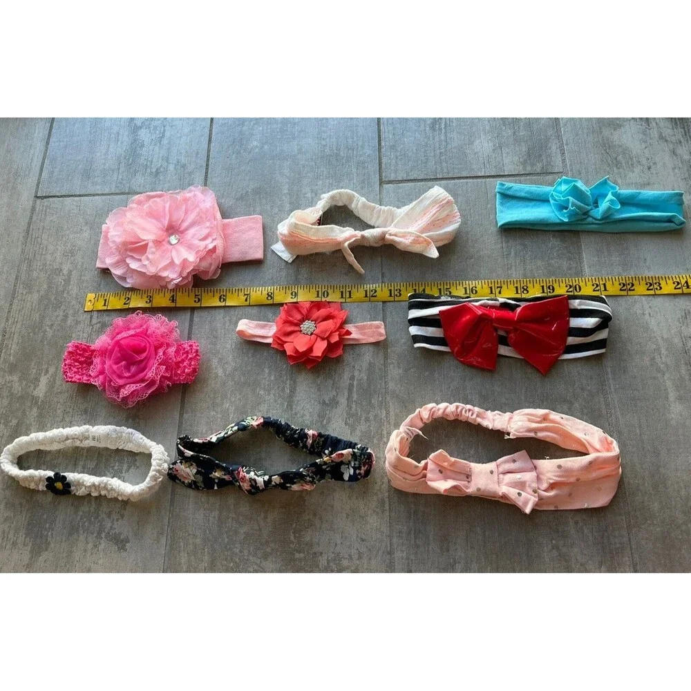 Infant Baby Newborn Toddler Girls Headbands Lot of 9 Multi Colors Flowers CUTE